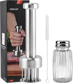 Stainless Steel Meat Tenderizer Tool, 21 Sharp Needles, Chicken Meat Tenderizer, Tenderizing Steak, Beef, Chicken, Pork, Barbecue, Marinating Prep Tool, with Cleaning Brush and Seasoning Jars