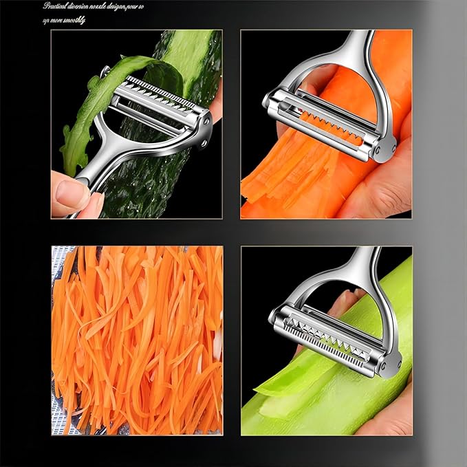 GREATLINK Stainless Steel Dual Blade Vegetable Peeler for Kitchen -Commercial Grade Julienne Cutter, Slicer, Shredder, Scraper -for Carrot Potato Melon Vegetable Fruit -with Sharp Blade, Good Durable