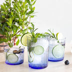 Bormioli Rocco Exclusiva Negroni Glasses, Set of 12-12 Oz. Sapphire Blue Medium Tumblers with Thin Laser Cut Rim & Impact-Resistant Edge - Lead-Free Star Glass for Cocktails & Beverages