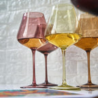 Terracotta Mars Collection Colored Crystal Wine Glass Set of 5, Gift For Him, Mom Dad Friend - 20 oz Glasses, Unique Italian Style Tall Drinkware - Red & White, Beautiful Glassware