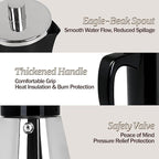 6 Cup Thickened Moka Pot 304 Stainless Steel 300ml Italian Espresso Coffee Maker Stovetop CoffeeMakers Mocha Pot Percolator for Induction Stove Classic Cafe Makers Portable for Easy Brewing