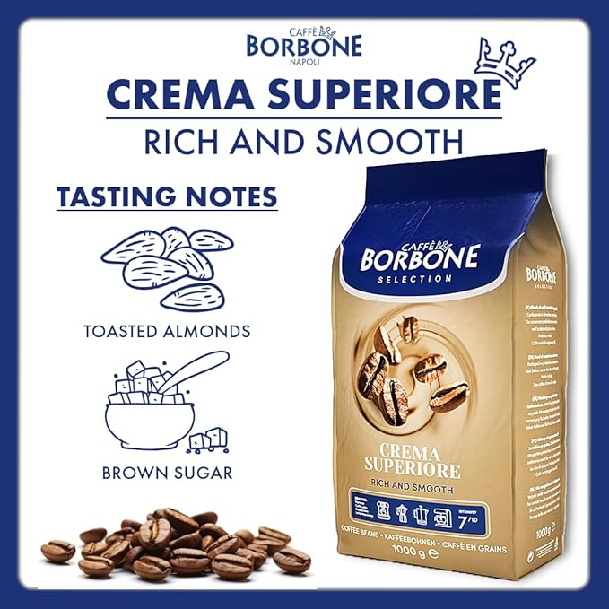 Caffè Borbone Whole Bean Coffee, Medium Roast Arabica and Robusta Blend, Crema Superiore, Rich and Smooth Italian Coffee, 2.2 lb Bag