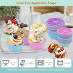 Tongjude 48 Pieces Donut Mold, 2.75" Diameter 0.98" Deep Mini Reusable Baking Cups, Non-Stick, 4 Shape Silicone Molds, Heat Resistant Bakeware for Bagel, Muffin, Jello and Cake Baking