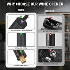 Secura Stainless Steel Electric Wine Opener, Rechargeable Automatic Home Wine Bottle Opener with Foil Cutter & Charging Cable, Reusable Corkscrew Wine Opener Electric for Wine Lovers, Black