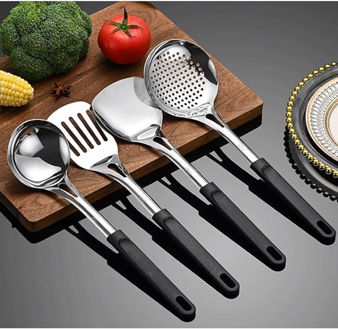 Kitchen Utensils Set，Cooking Utensils Kitchen Tools Gadgets Spoons for Cooking Spatulas Stainless 304 Steel Cooking Utensils Spatulas Spoons 4 Pieces