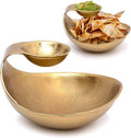 Brass Chip and Dip Serving Bowl Gold Brass Tiered Snack, Candy & Salad Bowl Decorative Centerpiece Serving Platter Nuts, Chip & Dip, Salsas, Tray, Serveware Home Decor Gift Entertaining Centerpiece