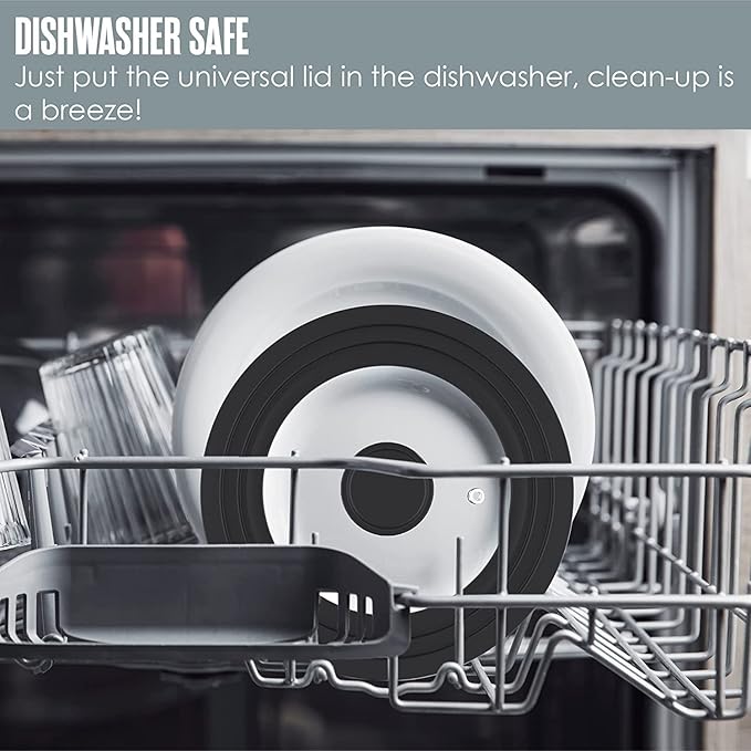 Universal Lids for Pots, Pans & Skillets - Fits 11", 12" and 12.5" Diameter Cookware, Tempered Glass with High Heat Resistant Silicone Rim, Dishwasher Safe.