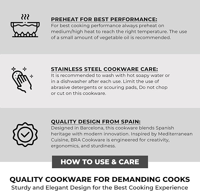 BRA COOKWARE Signature Stainless Steel Steamer | 9.5 inches - 4 quarts Professional Grade Steam Set | Compatible with Signature Stock Pot w/Glass Lid | PFOA Free | Polished Finish