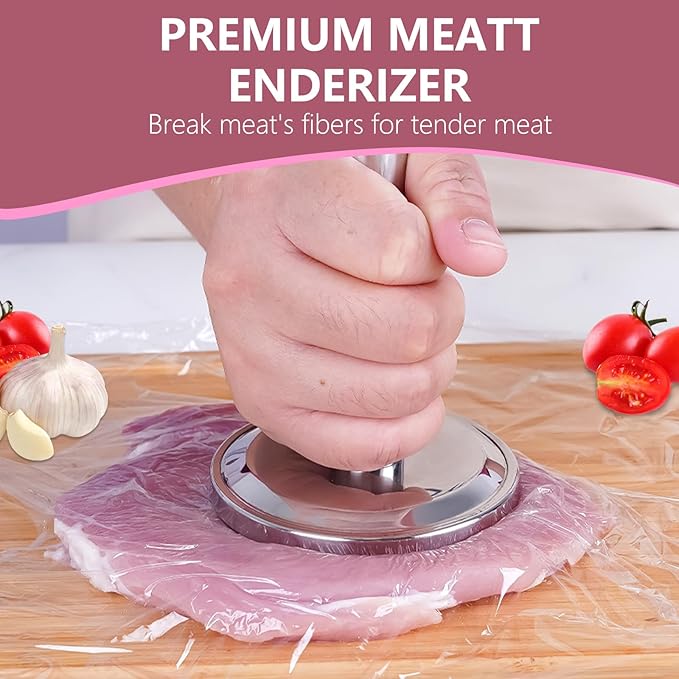 Meat Tenderizer Hammer, Meat Pounder Tenderizer Meat Pounder Flattener Kitchen Mallet Stainless Steel Meat Loosening Hammer Multifunctional Thickened and Weighted Chicken Tenderizer