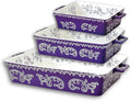 Domini Casserole Dishes for Oven, Ceramic Baking Dishes for Oven Set of 3, Lasagna Pan Deep, Baking Pan Set Square Casserole Dish Set with Handles for Baking, Pattern Purple(14.6+11.4+8.5inch)Christmas