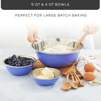 JoyJolt Stainless Steel Mixing Bowl Set of 6-5qt to 0.5qt Nesting Bowls for Dough, Batter & Baking
