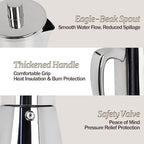 4 Cup Thickened Moka Pot 304 Stainless Steel 200ml Italian Espresso Coffee Maker Stovetop CoffeeMakers Mocha Pot Percolator for Induction Stove Classic Cafe Makers Portable for Easy Brewing