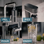 Fizzit Spärklï Stainless Steel Sparkling Water Maker with 2 CO2 Cylinders & 1L Reusable Bottle – Soda Streaming Machine Carbonated Water Maker for Home – No Electricity Needed, Dishwasher Safe
