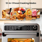 Kismile 18QT Air Fryer Toaster Oven Combo, 12-in-1 Countertop Convection Airfryer Oven, Adjustable 70–450℉ Temperature, Bake, Roast, Reheat & Broil, Fits 8-10″ Pizza, Complete Accessories Included