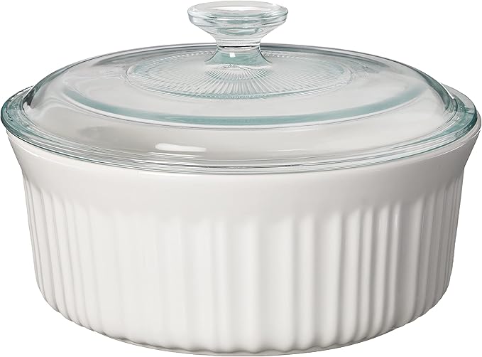 CorningWare French White 7-Pc Ceramic Bakeware Set with Lids Chip and Crack Resistant Stoneware Baking Dish, Microwave, Dishwasher, Oven, Freezer and Fridge Safe