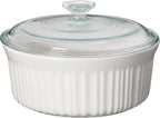 CorningWare French White 7-Pc Ceramic Bakeware Set with Lids Chip and Crack Resistant Stoneware Baking Dish, Microwave, Dishwasher, Oven, Freezer and Fridge Safe