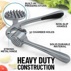 Zulay Kitchen Premium Garlic Press Set - Rust Proof Professional Garlic Mincer Tool - Easy-Squeeze, Easy-Clean with Soft, Ergonomic Handle - Silicone Garlic Peeler & Brush (Slate)