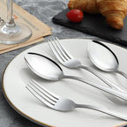 Unokit 24-Piece Forks and Spoons Set - Forks and Spoons Food Grade Stainless Steel Silverware for Home, Kitchen and Restaurant, 12-Fork and 12-Spoon, Mirror Polished&Dishwasher Safe