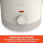 bella 1.5 Qt Slow Cooker with 3 Heat Manual Control, Ceramic Nonstick Coating, Dishwasher Safe Stoneware Pot and Tempered Glass Lid, Tangle Free Cord Wrap & Cool Touch Handles, Oatmilk