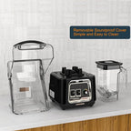 CRANDDI Commercial Blender, 2200W Countertop Blenders with Removable Shield, Quiet Smoothie Blender for Shakes and Ice Crushing, 52oz, 38000 RPM Professional Blenders for Kitchen, K80 (Black)