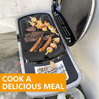 BBQ-PLUS Cast Iron Cooking Griddle for Weber Traveler Portable Gas Grill, Rectangular, Black, 12.5 x 13.4 inch