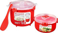 Sistema Heat & Eat Microwaveable Rice Cooker & Food Container Set with Steam Release Vents, Microwave Rice Cooker & Round Food Storage Container, Dishwasher & Freezer-Safe, BPA-Free