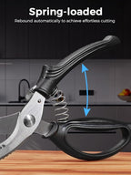 Poultry Shears, Heavy Duty Kitchen Shears With Anti-Slip Handle & Safety Lock, Poultry Scissors for Meat, Chicken, Bone,Turkey, Fish, Spring Loaded, Dishwasher Safe