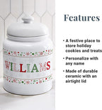 Let's Make Memories Personalized Cookie Jar - For Bakers - Kitchenware - Ceramic - Airtight Lid - Christmas Cookie Storage - Festive Name