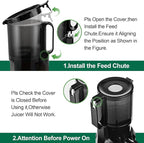 Cold Press Juicer Machines,Fretta Slow Masticating Juicer Machines with 4.25" Large Feed Chute,Fit Whole Fruits & Vegetables Easy Clean Self Feeding,High Juice Yield,Tritan BPA-Free,Onyx Black