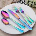 Rainbow Silverware Set,SHARECOOK 20-Piece Stainless Steel Flatware Set with Round Edge,Kitchen Utensil Set Service for 4,Dishwasher Safe (Multicolor)