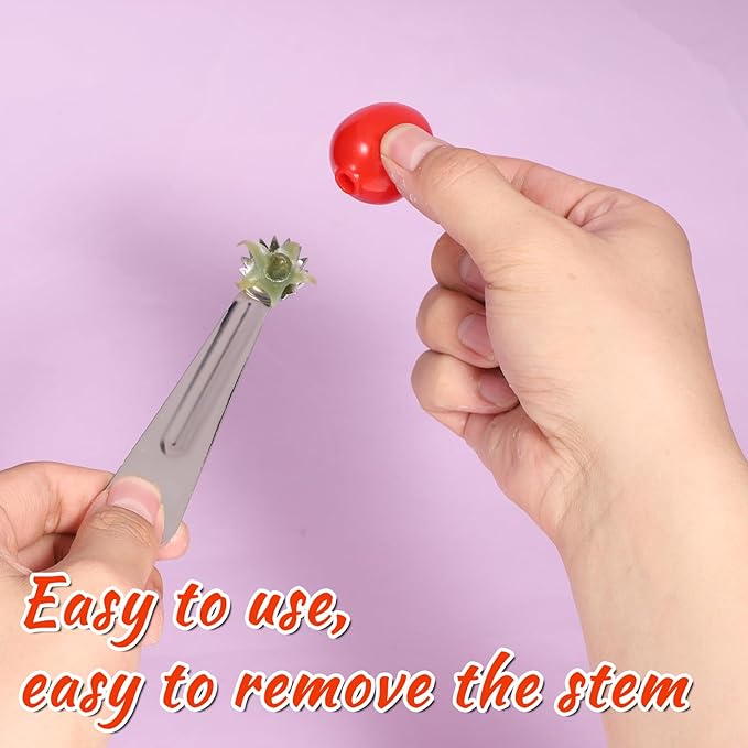 6 Pcs Tomato Stem Corer Strawberry Pitter Baller Practical Stainless Steel Kitchen Huller Tool Fruit Vegetable Stem Remover