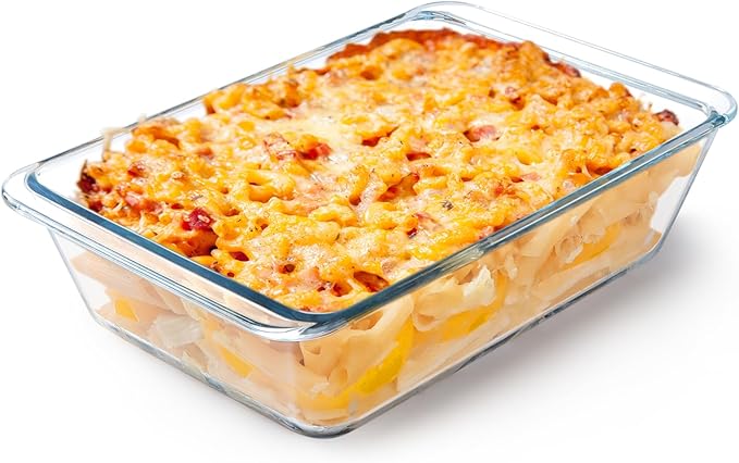 NUTRIUPS 2.4QT Rectangular Deep Glass Baking Dish, Glass Baking Pan for Oven, Clear Bakeware Deep Casserole Dish(2.4QT)