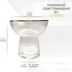 Lysenn Stemless Margarita Glasses Set of 2 - Elegant Vertical Stripes Cocktail Glasses – Premium Hand Blown Glassware for Martini and Mixed Drinks – 10 oz