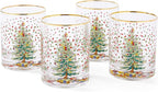 Spode Christmas Tree 14 Fl. Oz. Double Old Fashion Glass (Set of 4), Polka Dot - Whiskey & Bourbon Glasses for Festive Entertaining, Old-Fashioned & Rocks Glasses for Holiday Drinks