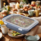 Artena Baking Dish 2.3 Quarts, Casserole Dishes For Oven, Baking Pan With Handles, Lasagna Pan Deep, Large Casserole Dish, Rectangular Ceramic Bakeware, Blue (Baking Dish With Lids)