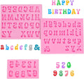 YunKo 3Pack Silicone Fondant Letters Molds and Numbers Molds 0-9 Numbers and 26 Letters Silicone Fondant Chocolate Clay Molds for Decorating Cake Candy Chocolate DIY Cake Decorating