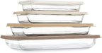 COOK WITH COLOR 8 PC. Glass Baking Dish Set with Lids - Deep Casserole Dish, Glass Food Container, Oven, Freezer and Microwave Safe, Clear Container, Brown