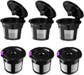 Reusable K Cups, Universal Fit Reusable Coffee Filters with Food Grade Stainless Steel Mesh Eco-Friendly Coffee Pods, for 1.0 and 2.0 Brewers (6)