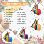 12 Piece Measuring Cups and Spoons Set, Colored Kitchen Measure Tools, Durable Nesting Cups and Spoons for Dry and Liquid, Dishwasher Safe (10)