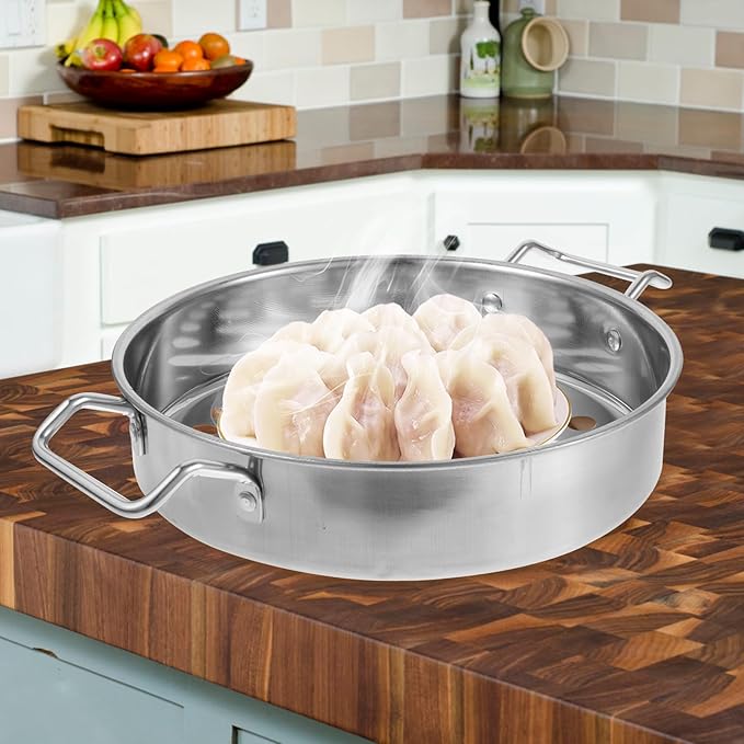 Stainless Steel Large Hole Colander for Shrimp Pasta & Vegetables - Mesh Strainer with Comfortable Grip for Kitchen Use