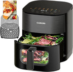 CARORI 6QT Dual Heat Air Fryer with Viewing Window, 14 Presets for Fry, Roast, Bake & More, 392℉ Max Crisp Without Flipping, 1700W Fast Cooking, Dishwasher Safe Basket