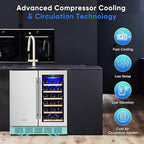 ORYMUSE 30" Stainless Steel Wine & Beverage Refrigerator - Dual Zone, Built-in/Freestanding with Upgraded Cooling - 30 Bottles & 110 Cans Capacity