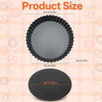 2 PCS 9.5 Inch Tart Pan 2.2 Inch Deep, Tart Pan Removable Bottom Carbon Steel Pie Pans Non-Stick Carbon Steel Pie Pans Non-Stick Round QuichePans Baking Dish with Fluted Edges Fruit Tarts Mold