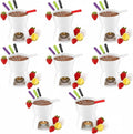 Mudder 8 Pcs Mini Fondue Pot Set with 32 Color Coded Forks Porcelain Tea Light Melting Mugs for Chocolate Cheese and Dessert Small Fondue Pot Set for Christmas Valentine's Parties Tapas Gifting