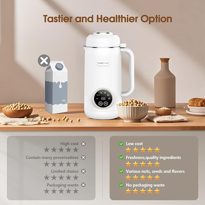 7 in 1 Nut Milk Maker Machine 28oz Automatic Milk Maker for Homemade Coconut, Oat, Soy, Plant-Based Milk, Juice with 18H Delay Start/6H Keep Warm/Self Cleaning (Cream)