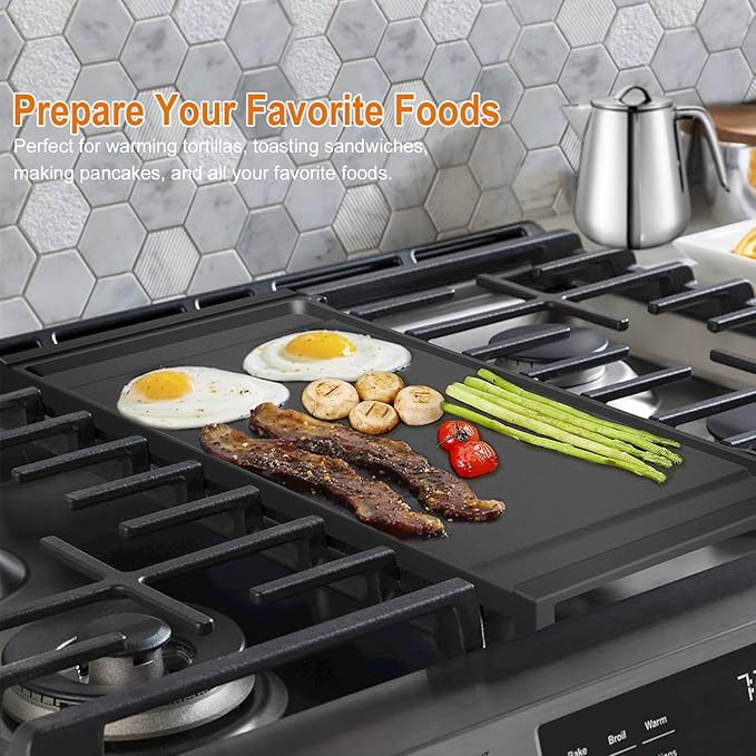 UPGRADED WB31X24738 Griddle Replacement for GE Appliance Gas Range Center, 9 19.5 inch Compatible With GE Stove Parts, Aluminum With Food Grade Nonstick Cooktop Plate Flat