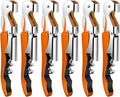 6 Pieces Professional Waiter Corkscrew Wine Openers, Orange Wine Keys Opener Stainless Steel Hinges Serrated Foil Cutter for Restaurant Waiters, Sommelier, Bartenders (Orange)