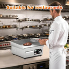14’’ Commercial Electric Griddle - Electric Cast Iron Griddle w/Stainless Steel Material and Non-Stick, 110V Commercial Griddle w/ 1/2" Thick Iron Cooking Plate for Indoor and Restaurant
