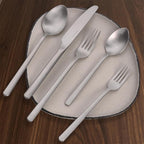 KINGSTONE 30 Pieces Silverware Set, Flatware Cutlery Set for 6, 18/10 Stainless Steel Silverware Utensils Minimalist Design Dishwasher Safe, Matte Silver