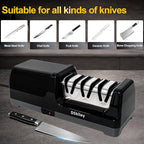 Electric Knife Sharpener for Kitchen – Professional 3-Stage 100% Diamond System with 20° Precision Angle, Fast Sharpening to Restore & Polish Chef Knives(Black)